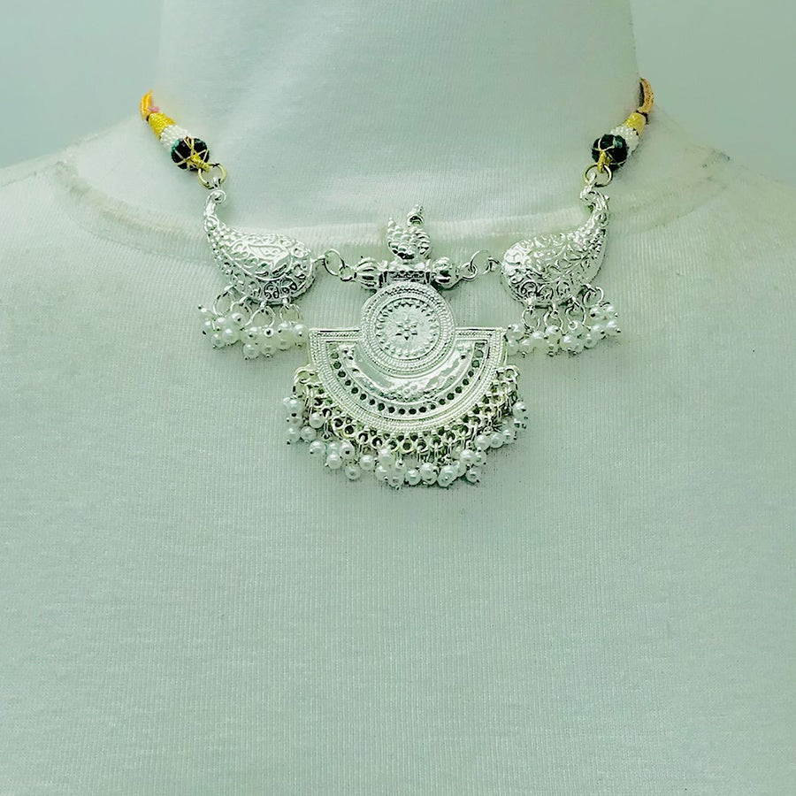 Handmade Silver Oxidized Choker Necklace