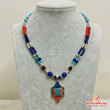 Load image into Gallery viewer, Handmade Tibetan Lapis and Turquoise Pendant Necklace
