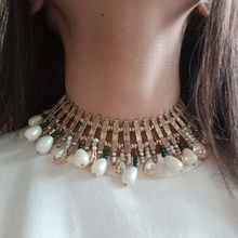 Load image into Gallery viewer, Afghan Metal Choker Necklace With Pearls
