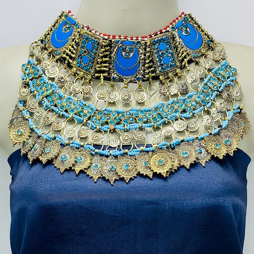 Handmade Tribal Turquoise Stone Choker Necklace