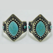 Load image into Gallery viewer, Handmade Turquoise Stone Statement Cuff Bracelet
