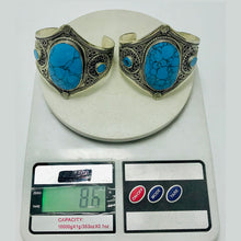 Load image into Gallery viewer, Handmade Turquoise Stone Wide Cuff Bracelet
