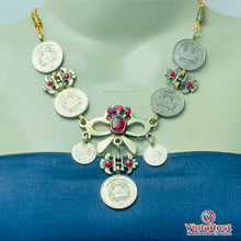 Load image into Gallery viewer, Handmade Vintage Coins Tribal Choker With Stone
