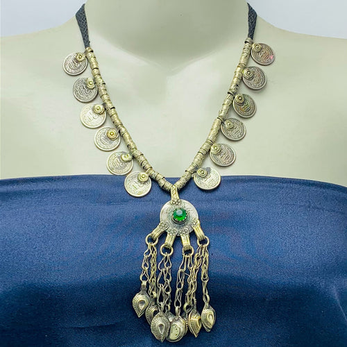 Handmade Vintage Coins With Brass Beads Necklace