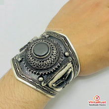 Load image into Gallery viewer, Tribal Vintage Cuff Bracelet With Black Stones
