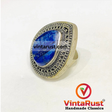 Load image into Gallery viewer, Handmade Lapis Lazuli Water Drop Stone Ring
