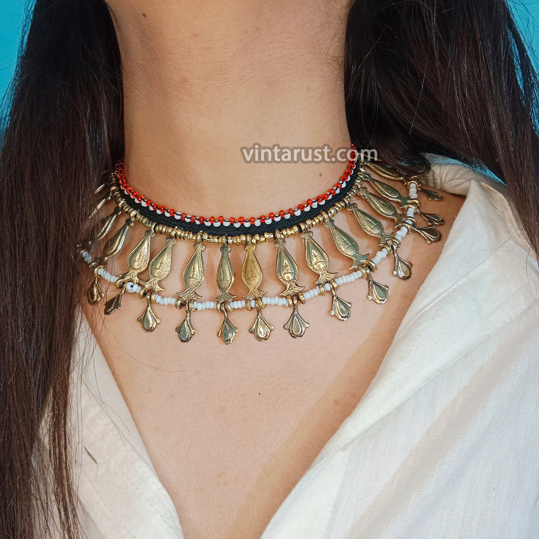 Handmade Tribal Vintage Metal Choker Necklace