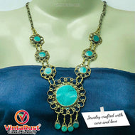 Handmade Boho Tribal Stone Pendant Necklace