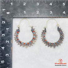 Load image into Gallery viewer, Handmade Vintage Silver Hoop Boho Earrings
