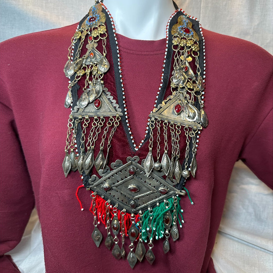 Huge Turkmen Necklace With Vintage Pieces Tassels