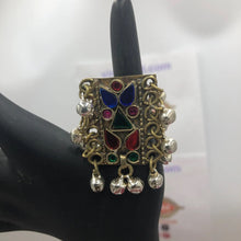 Load image into Gallery viewer, Multicolor Glass Stones Kuchi Statement Ring
