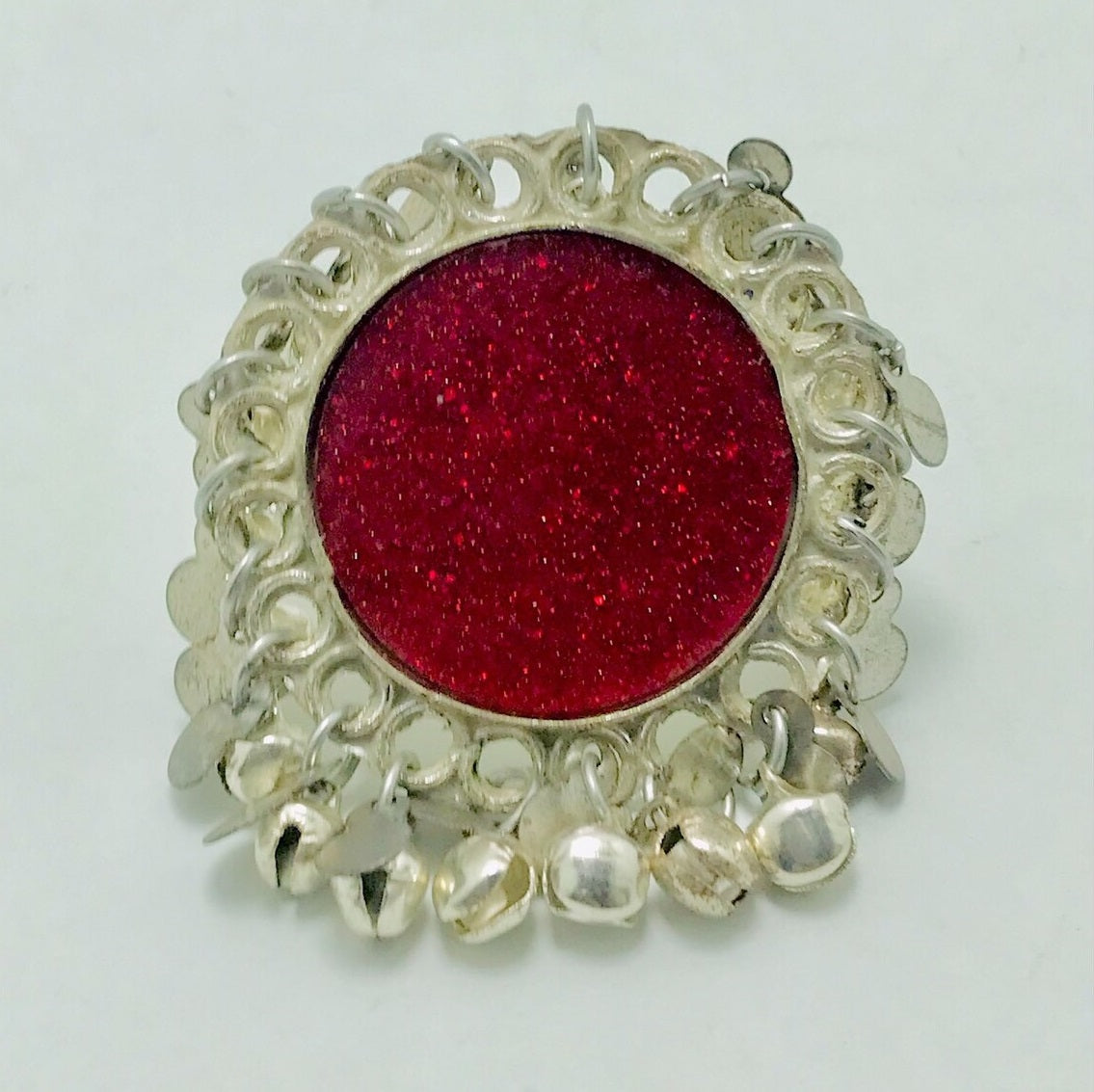 Ethnic Massive Silver Kuchi Bells Ring – Vintarust display picture 1