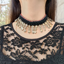 Load image into Gallery viewer, Tribal Boho Vintage Choker Necklace With Dangling Silver Spikes
