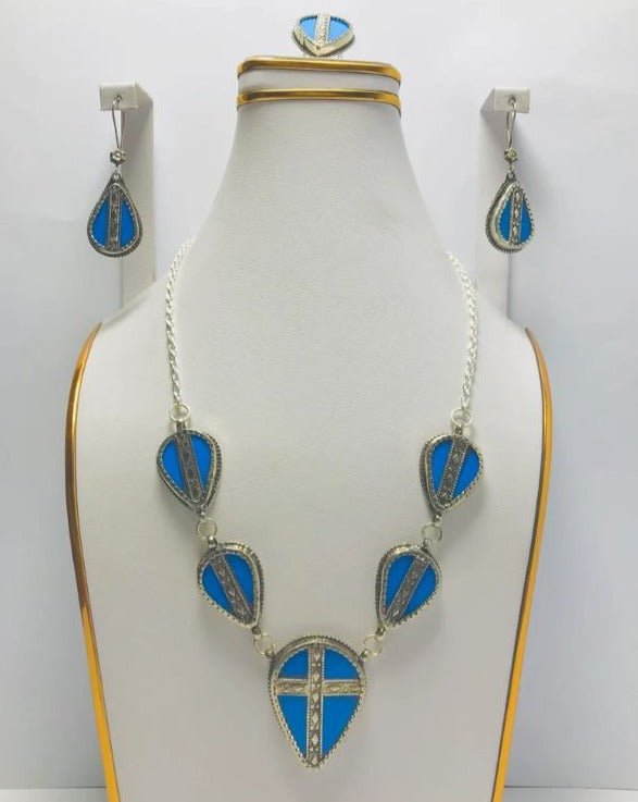 Tribal Turquoise Stones Jewelry Set