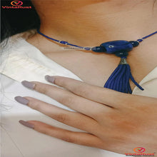 Load image into Gallery viewer, Handmade Lapis Blue Beaded Necklace with Tassel
