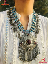 Load image into Gallery viewer, Silver Kuchi Big Pendant Necklace, Nomadic Boho Necklace With Dangling Bells
