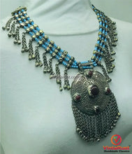 Load image into Gallery viewer, Silver Kuchi Big Pendant Necklace, Nomadic Boho Necklace With Dangling Bells
