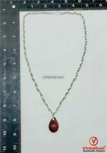 Load image into Gallery viewer, Handmade Necklace with Agate Stone Teardrop Pendant on Pearl Chain
