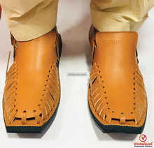 Load image into Gallery viewer, Premium Tan Leather Peshawari Chappal
