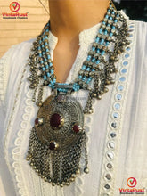 Load image into Gallery viewer, Silver Kuchi Big Pendant Necklace, Nomadic Boho Necklace With Dangling Bells
