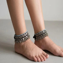 Load image into Gallery viewer, Tribal Anklet Pair With Silver Bells,Tribal Anklets

