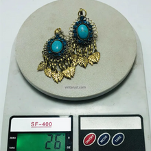 Load image into Gallery viewer, Turquoise Handmade Kuchi Boho DangleChandelier Earrings
