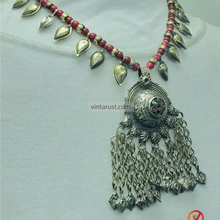 Load image into Gallery viewer, Handmade Tribal Necklace with Red &amp; Gold Beads
