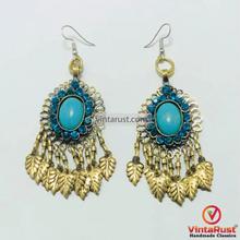 Load image into Gallery viewer, Turquoise Handmade Kuchi Boho DangleChandelier Earrings
