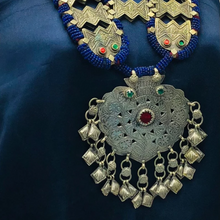 Load image into Gallery viewer, Blue Beaded Turkmen Vintage Massive Pendant Necklace
