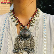 Load image into Gallery viewer, Handmade Tribal Necklace with Red &amp; Gold Beads
