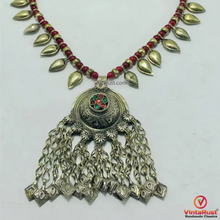 Load image into Gallery viewer, Handmade Tribal Necklace with Red &amp; Gold Beads
