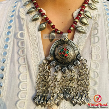 Load image into Gallery viewer, Handmade Tribal Necklace with Red &amp; Gold Beads
