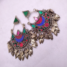 Load image into Gallery viewer, Kuchi Multicolor Glass Stones Antique Massive Earrings
