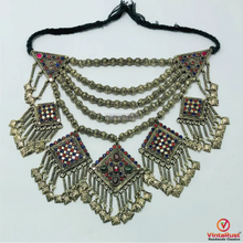 Load image into Gallery viewer, Vintage Beaded Necklace, Kashmiri Necklace with Dangling Pendants
