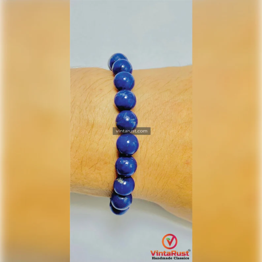 Vintage Lapis Lazuli Stones Beaded Bracelet