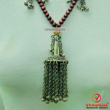 Load image into Gallery viewer, Vintage Kuchi Pendant Necklace with Bells
