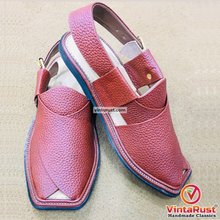 Load image into Gallery viewer, Traditional Handmade Burgundy Peshawari  Men&#39;s Chappal
