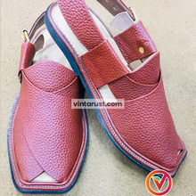Load image into Gallery viewer, Traditional Handmade Burgundy Peshawari  Men&#39;s Chappal
