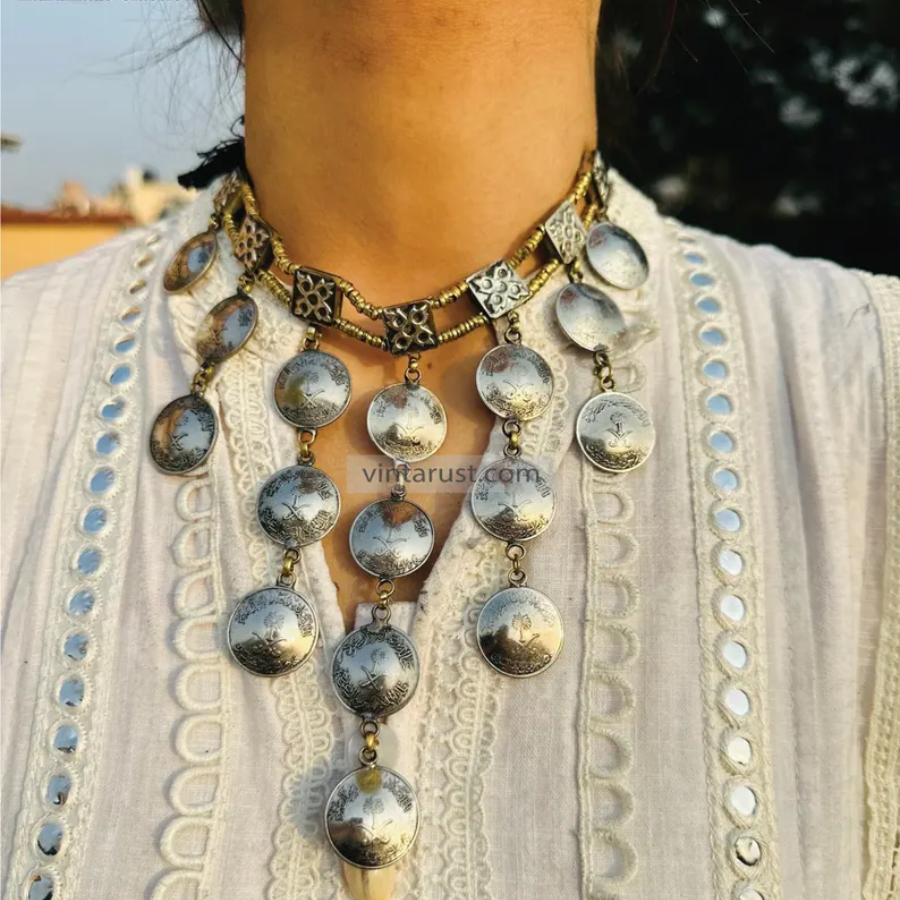 Nomadic Choker Necklace with Silver Coins