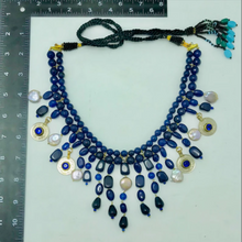 Load image into Gallery viewer, Handcrafted Lapis Choker Mala With Vintage Coins
