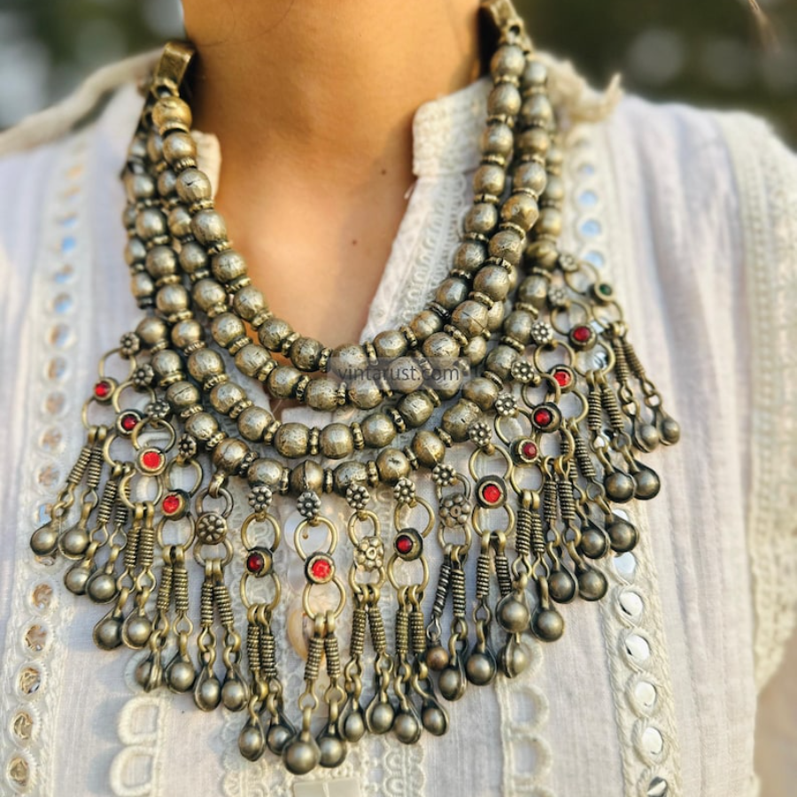 Vintage Afghani Boho Choker Necklace