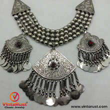 Load image into Gallery viewer, Vintage Silver Kuchi Chokers With Dangling Pendants
