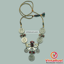 Load image into Gallery viewer, Handmade Vintage Coins Tribal Choker With Stone
