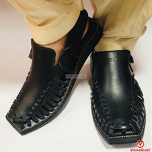 Load image into Gallery viewer, Men’s Handmade Black Peshawari Chappal
