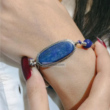 Load image into Gallery viewer, Lapis Lazuli Long Dangle Earrings with Gemstone Bracelet
