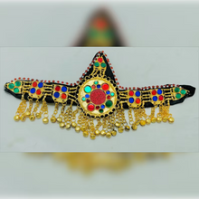 Load image into Gallery viewer, Handmade Golden Headpiece Unique Glass Stones Matha Patti
