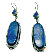 Load image into Gallery viewer, Lapis Lazuli Long Dangle Earrings with Gemstone Bracelet
