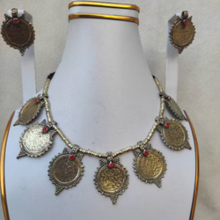 Load image into Gallery viewer, Antique Coins Necklace with earrings and ring Jewellery Set
