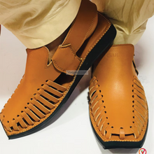 Load image into Gallery viewer, Premium Tan Leather Peshawari Chappal
