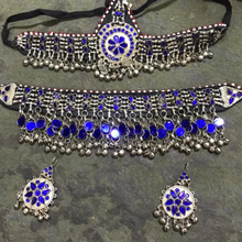 Load image into Gallery viewer, Blue Glass Stones Ethnic jewellery Set
